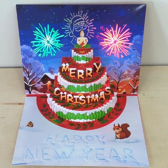 Christmas Musical Cake Pop-Up Card - Picture 1 of 2